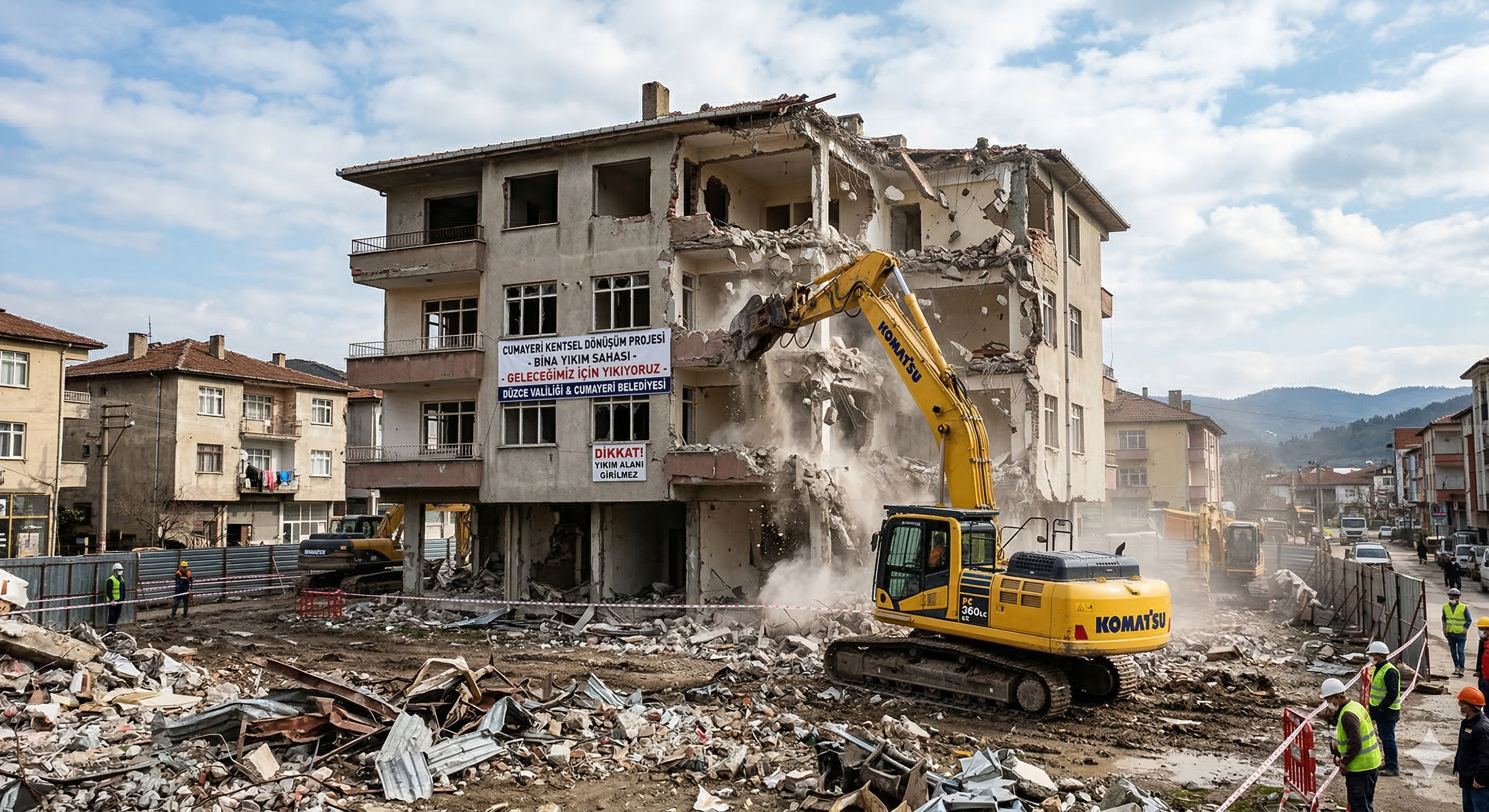 Cumayeri Kentsel Dönüşüm Kapsamında Bina Yıkımı